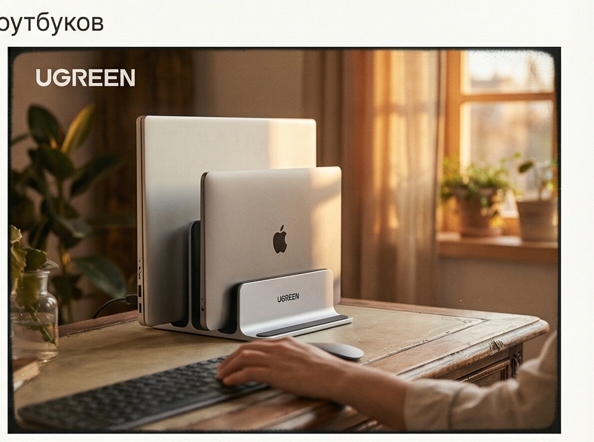 Вертикальная подставка для ноутбука UGREEN два слота LP258 (60643) 