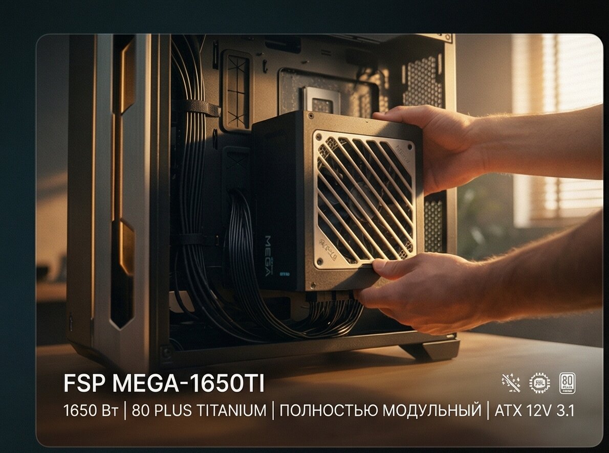 Блок питания FSP MEGA-1650TI, 1650W, FULL MODULAR, ATX Reatil (PPA16F0210)