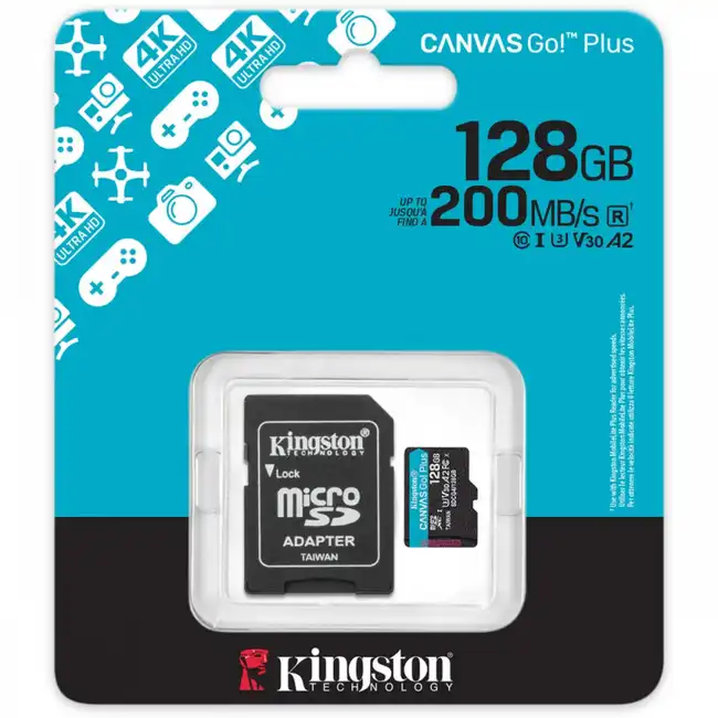 Карта памяти MicroSD, Kingston Canvas Go! 128GB Class 10 (SDCG4/128GB)