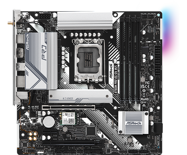  Материнская плата ASRock B760M Pro RS/D4 WiFi (90-MXBKZ0-A0UAYZ)