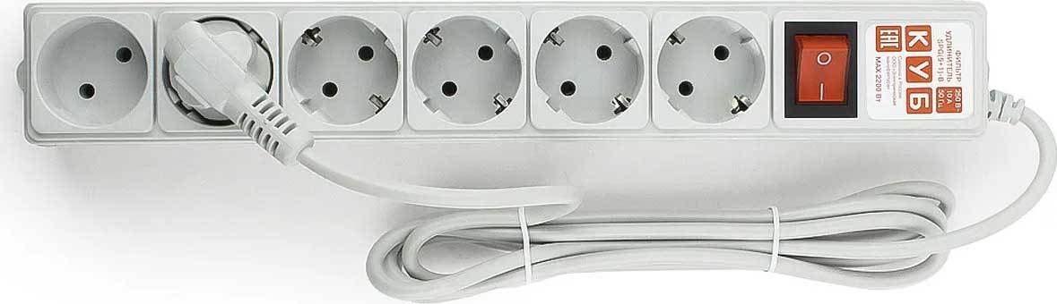 Сетевой фильтр Power Cube, 1.9м, 6 розеток, Серый ( SPG(5+1)-B-6) Сетевой фильтр Power Cube, 1.9м, 6 розеток, Серый ( SPG(5+1)-B-6)