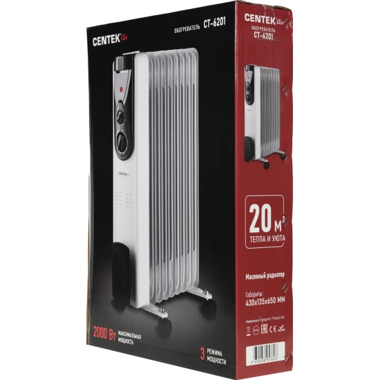 Обогреватель Centek CT-6201, 2000Вт, White (CT-6201)