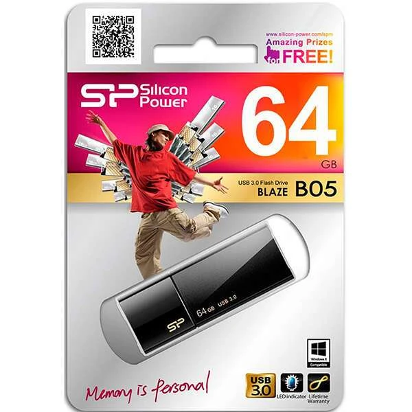 Флэш-накопитель Silicon Power Blaze - B05, 64GB Black (SP064GBUF3B05V1K)
