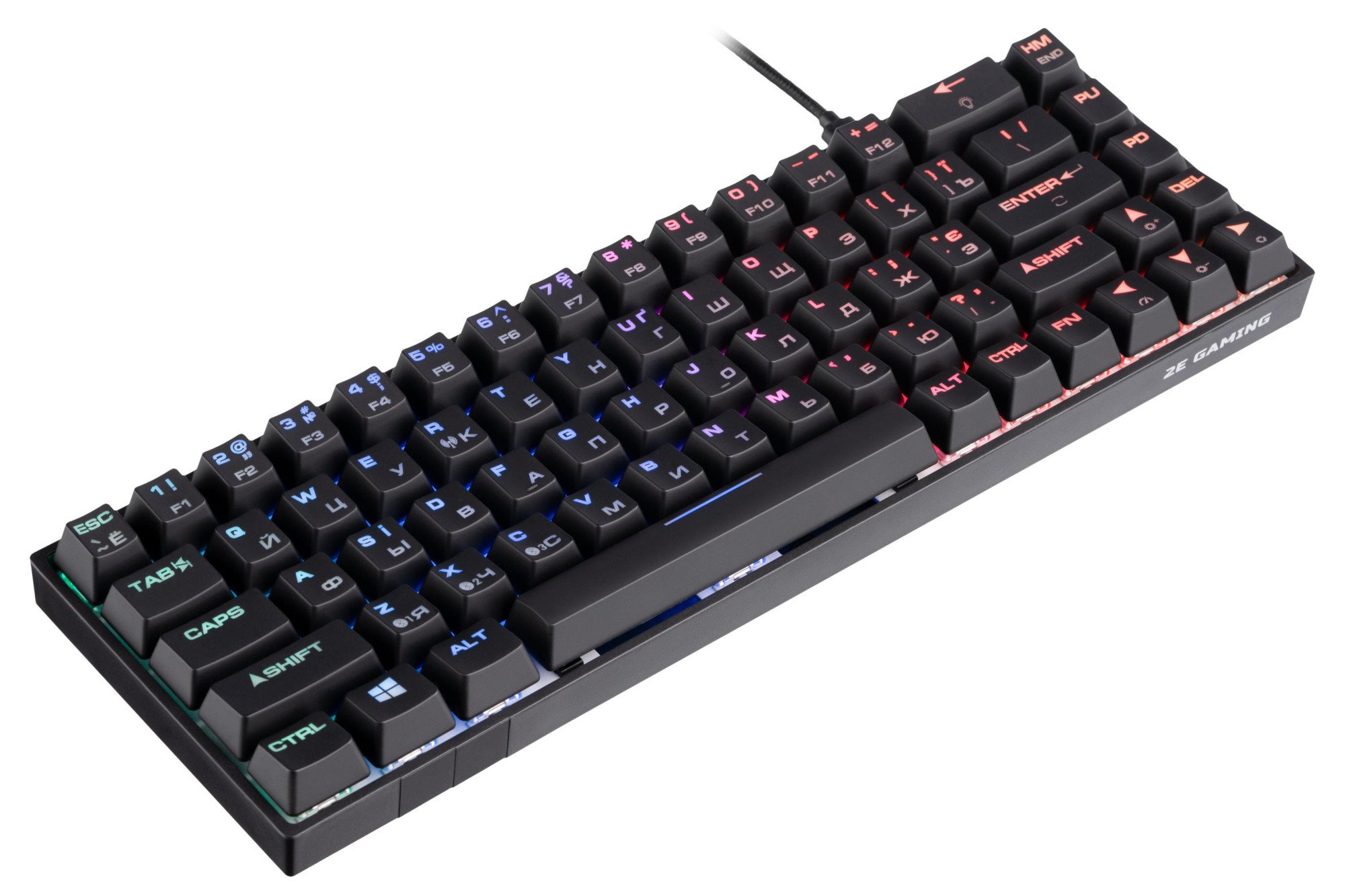 Клавиатура 2E Gaming KG380 RGB, Blue switch, Black (2E-KG380UBK-BL)