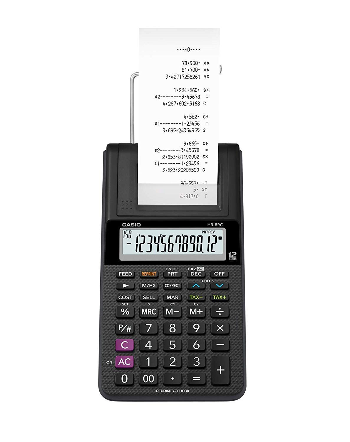 Калькулятор печатающий CASIO HR-8RCE-BK-W-EC (HR-8RCE-BK-W-EC)