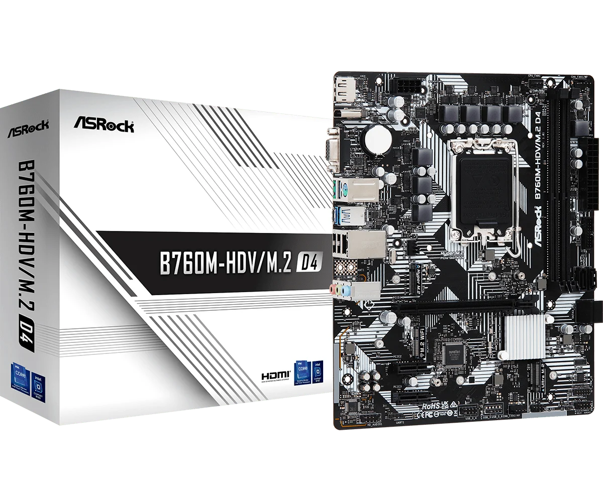  Материнская плата ASRock B760M-HDV/M.2 D4 LGA1700 mATX (B760M-HDV/M.2 D4)