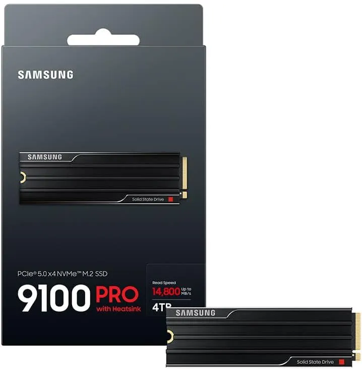Твердотельный накопитель SSD Samsung 9100 PRO W/HS, 4 TB PCIe 5.0, NVMe 2,0 (MZ-VAP4T0CW)