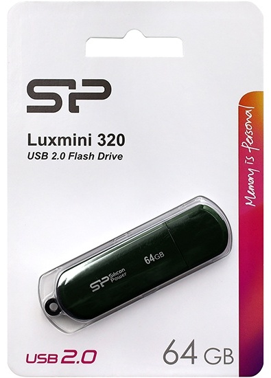 USB флеш-накопитель 64GB Silicon Power, LuxMini 320, USB 2.0, green (SP064GBUF2320V1N)
