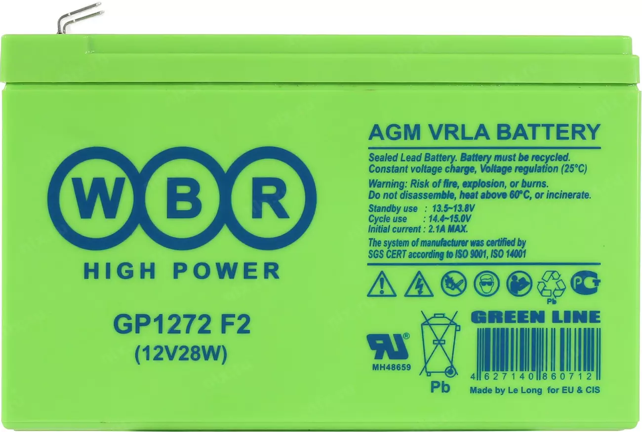  Батарея для UPS 12V, 7.2Ah (WBR GP1272 F2)