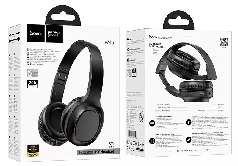 Наушники накладные Hoco W46 Charm, black (W46 Charm, black)