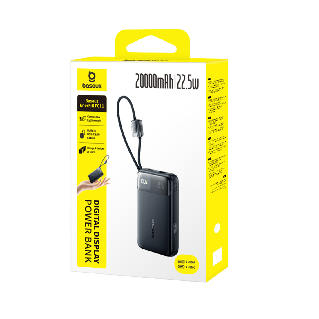 Портативный внешний аккумулятор Baseus EnerFill FC11, 20000mAh - Black (E0027S04)