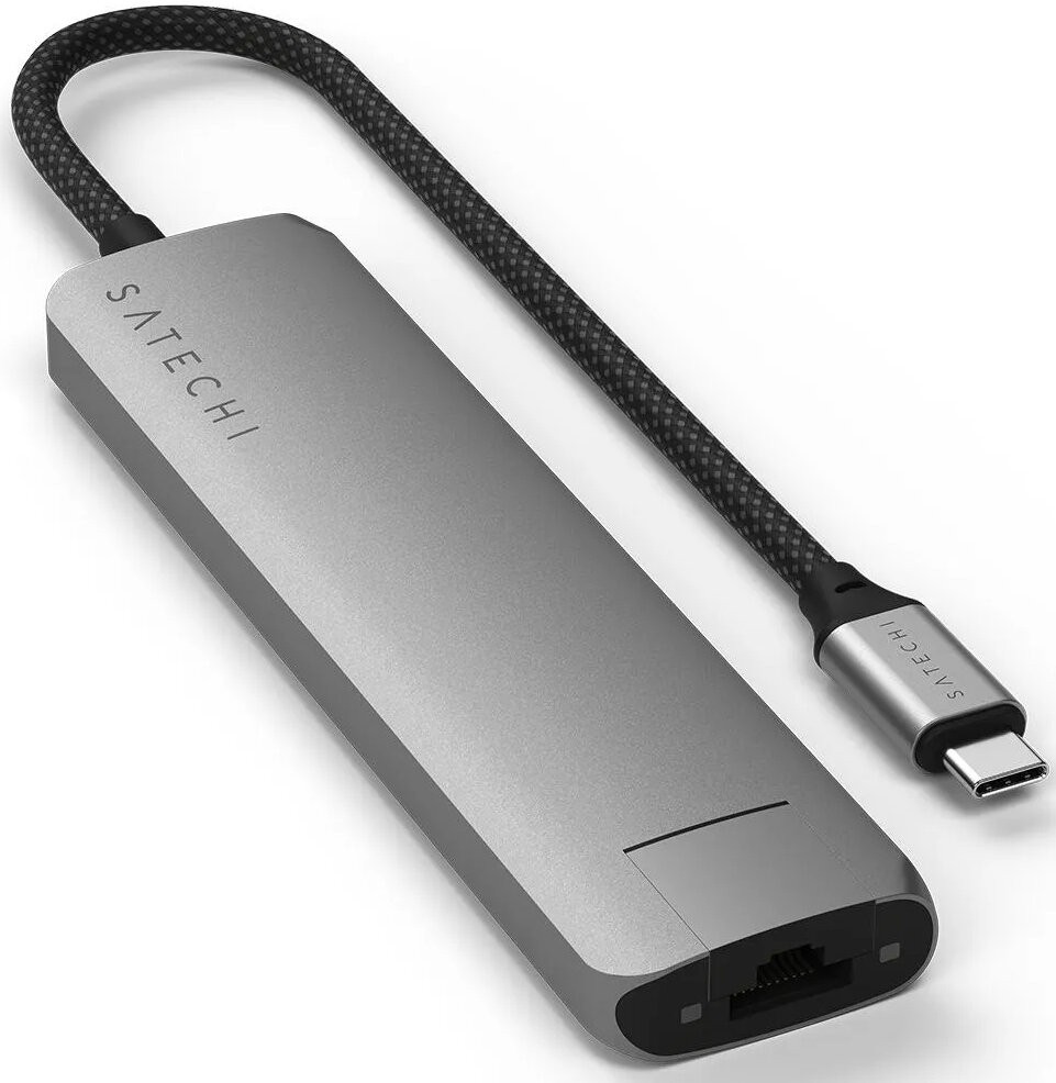 Картридер / USB-хаб Satechi 7-in-1 USB-C Slim Multiport Adapter with Ethernet - Space Grey (ST-P7SM)