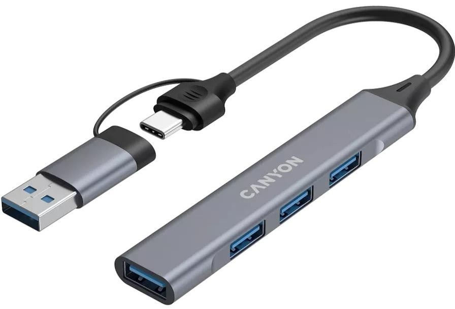 USB-хаб Canyon OnHub 02 4in1 USB-A/C Grey (CNS-TDS02G)