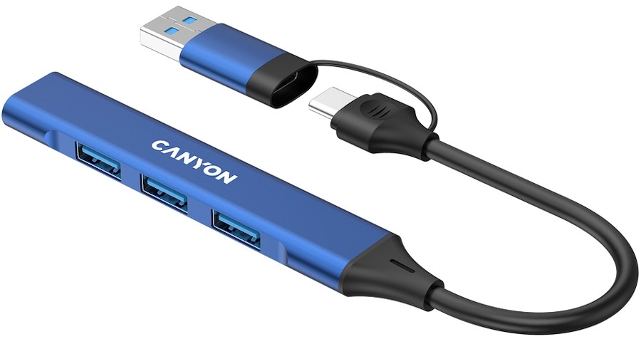 USB-хаб Canyon OnHub 02 4in1 USB-A/C Blue (CNS-TDS02BL)