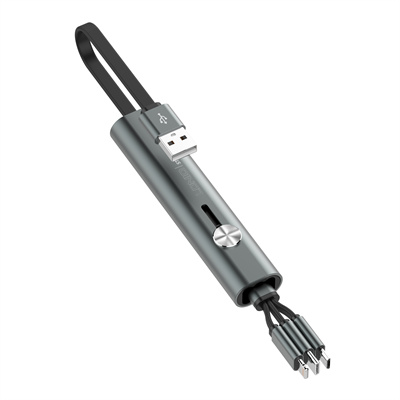 Кабель Micro USB/Lightning/USB Type-C LDNIO LC99, 0.3m, Gray (690925)