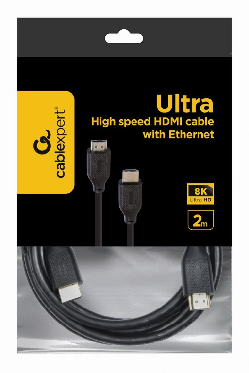 Кабель HDMI Cablexpert CC-HDMI8K-2M, 2м, v2.1, 8K, 19M/19M, черный, пакет (CC-HDMI8K-2M)