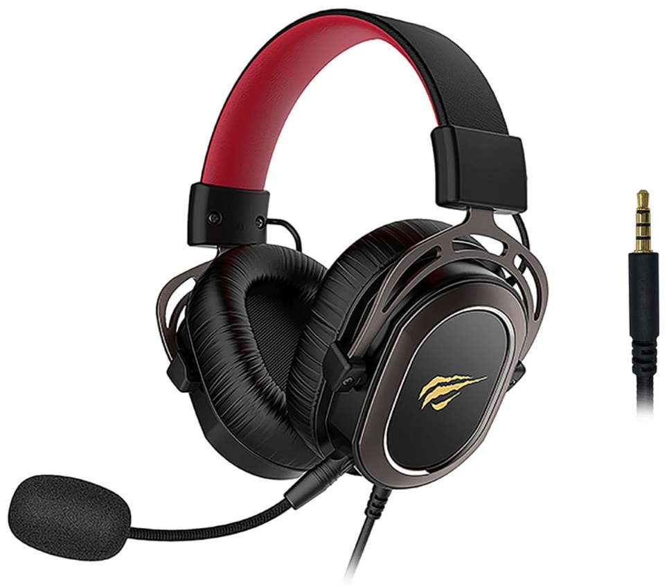 Наушники Havit проводные H2008d/ Black+ochre+red (203012003900017)