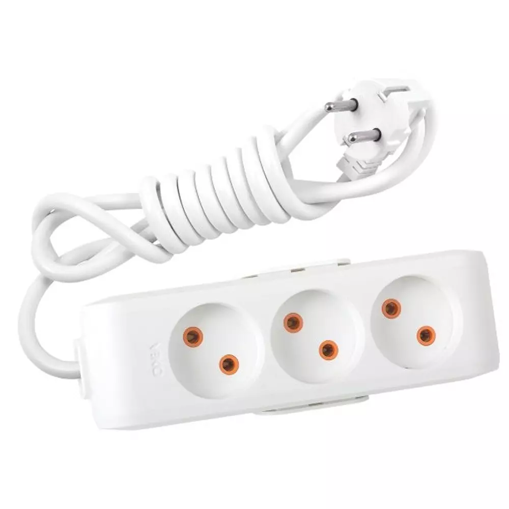 Удлинитель VIKO Multi-Let 3 х 3м без заземления, белый (90112303)