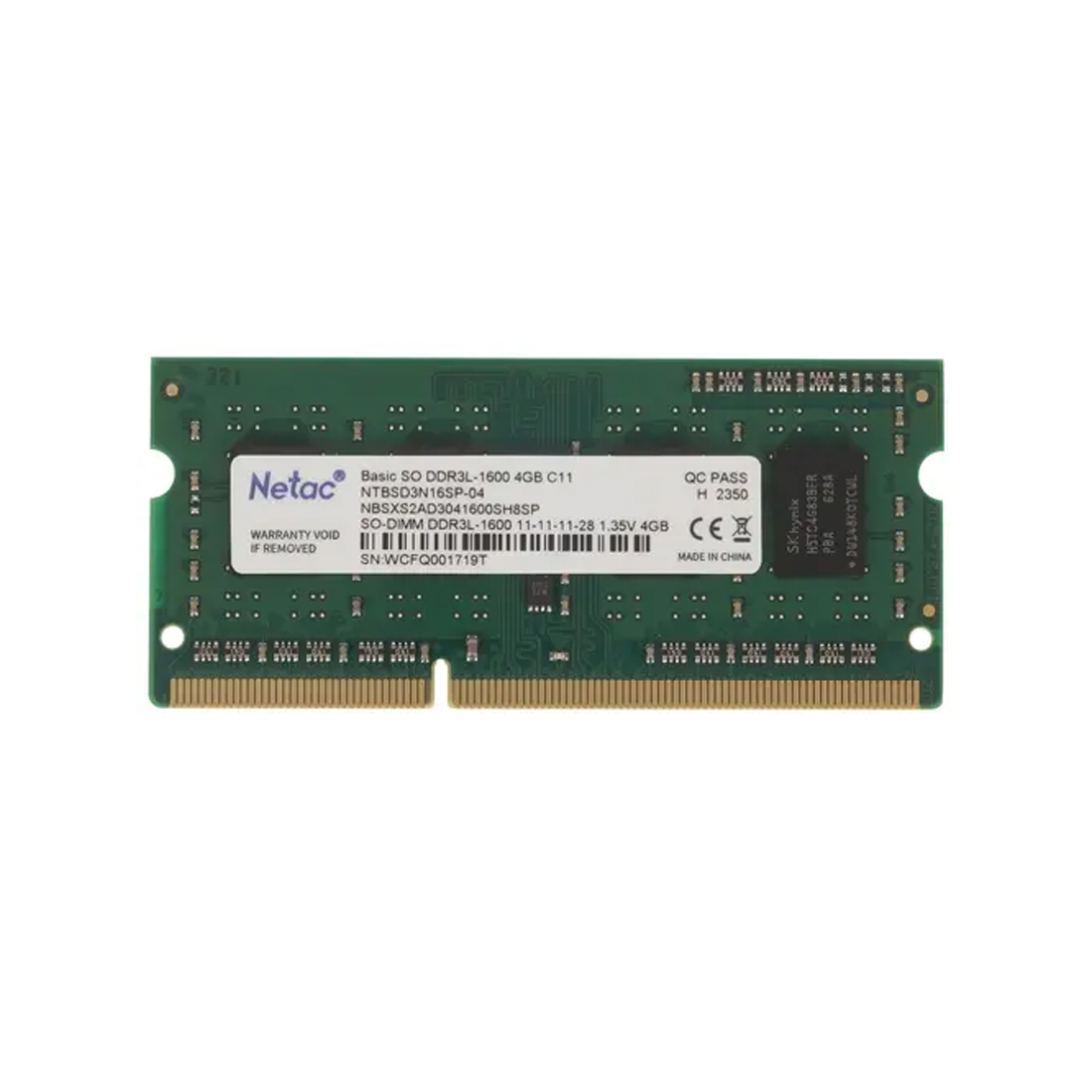 Оперативная память для ноутбука Netac NTBSD3N16SP-04 DDR3 4GB 1600MHz (NTBSD3N16SP-04)