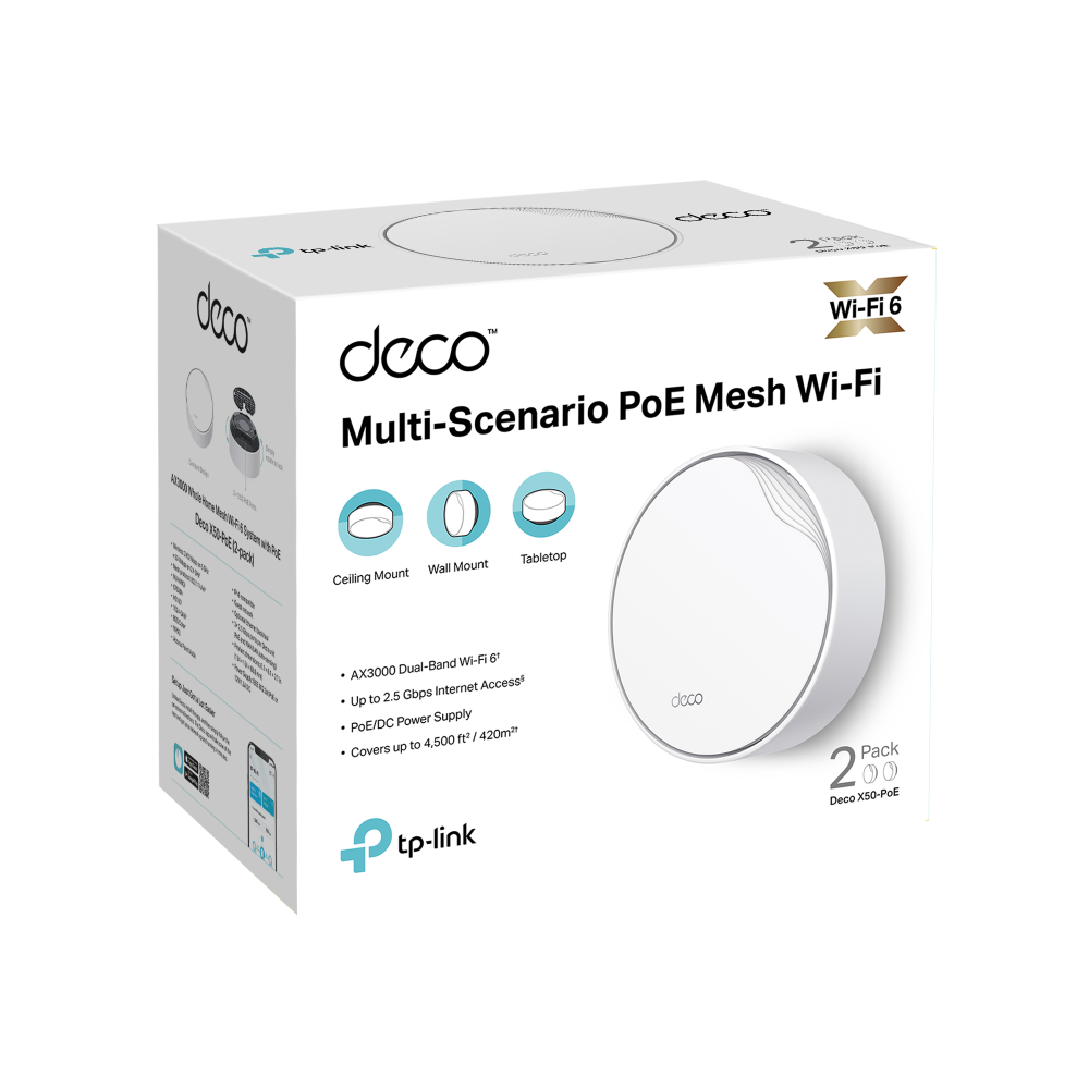 Беспроводная MESH-система TP-Link Deco X50-PoE (DECO X50-POE(2-PACK)EU V1.0-V2.0)