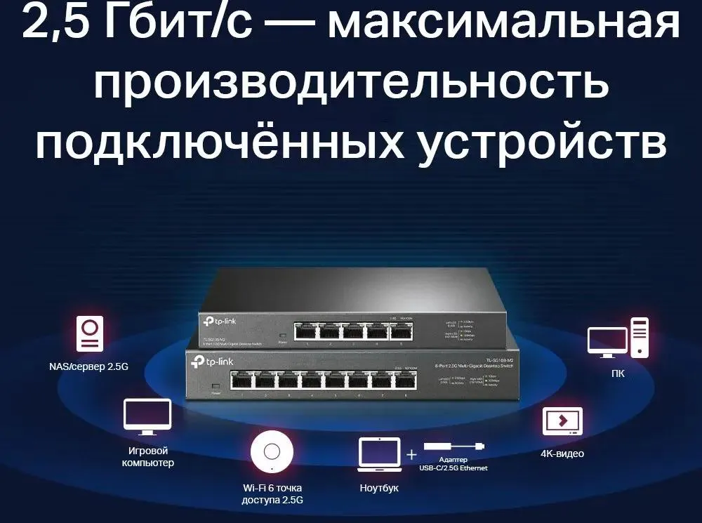 Коммутатор Tp-Link TL-SG108-M2 (TL-SG108-M2(UN))