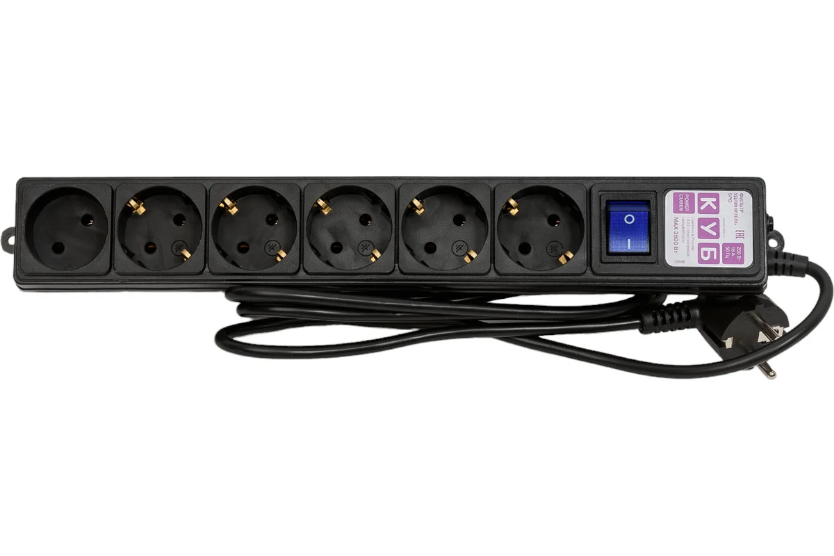 Сетевой фильтр Power Cube, 1.9м, 6 розеток, Черный (SPG6-B1,9M) Сетевой фильтр Power Cube, 1.9м, 6 розеток, Черный (SPG6-B1,9M)