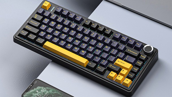 Клавиатура AULA F75, Gray Wood V3 (F75 Black+Dark Blue+Orange)