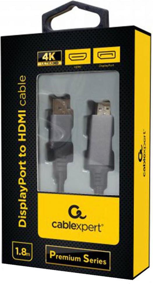 Кабель SVGA, DisplayPort to HDMI, 1.8m, Cablexpert CC-DP-HDMI-4K-6 (CC-DP-HDMI-4K-6)
