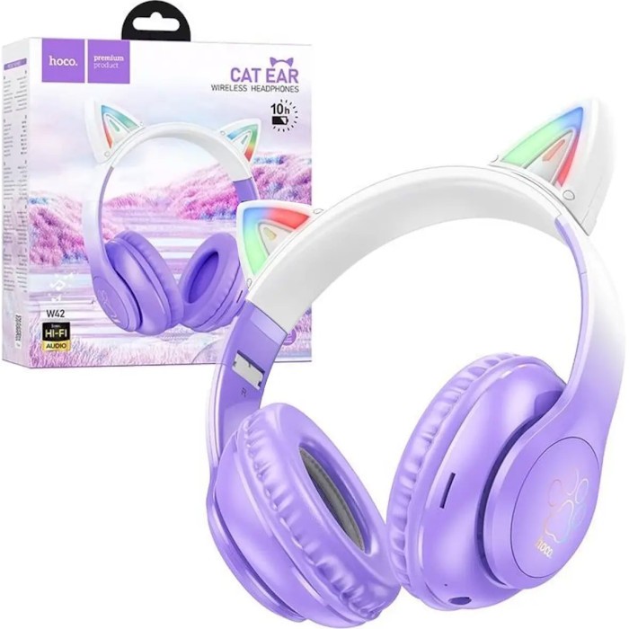 Наушники накладные Hoco W42 Cat Ears over-ear, purple grape (W42 Cat Ears over-ear, purple grape)