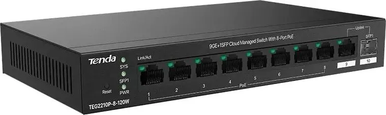 PoE-коммутатор Tenda TEG2210P-8-120W (TEG2210P-8-120W)