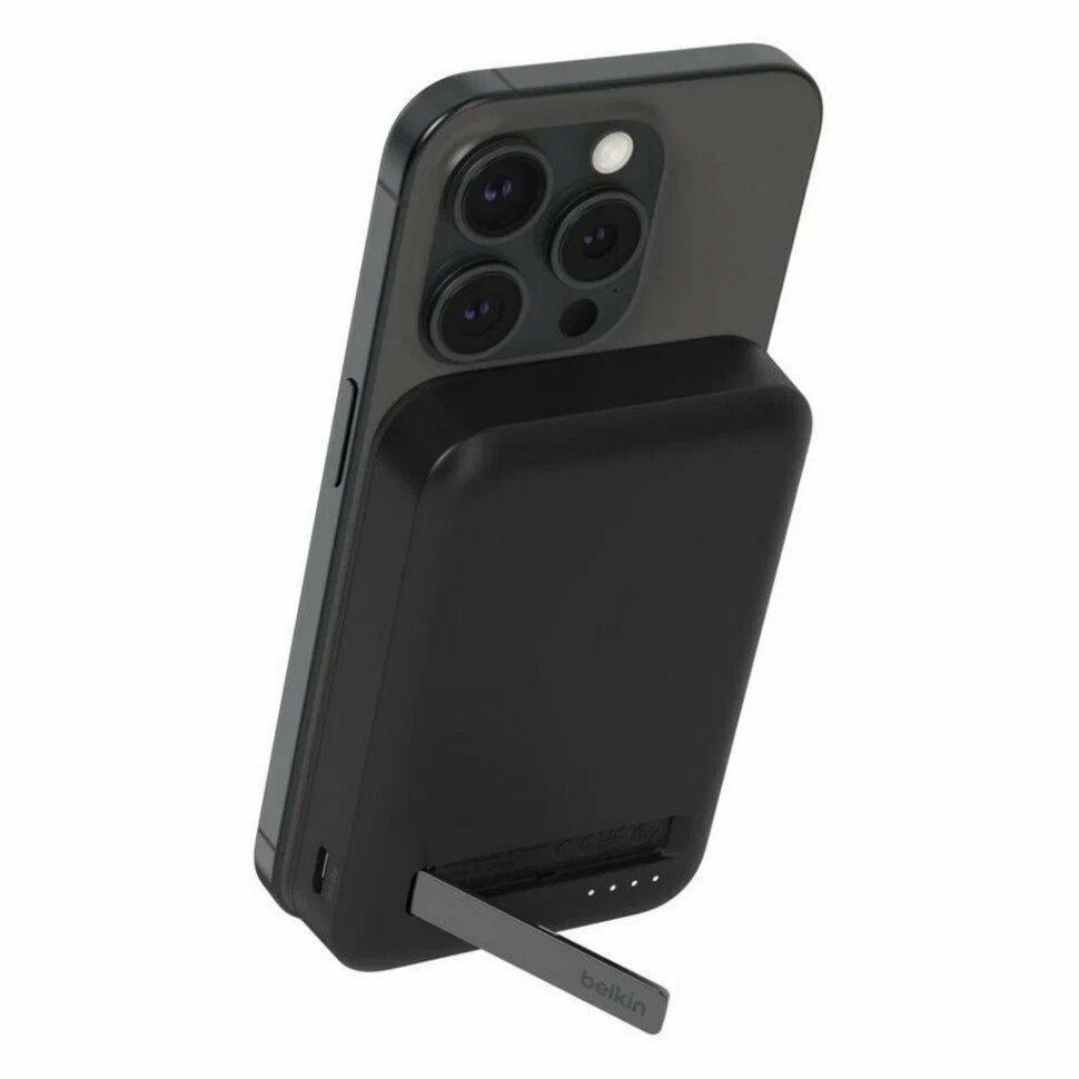 Портативный внешний аккумулятор Belkin 8k Qi2 MagSafe Compatible Powerbank with kickstand (BPD007BTBK)