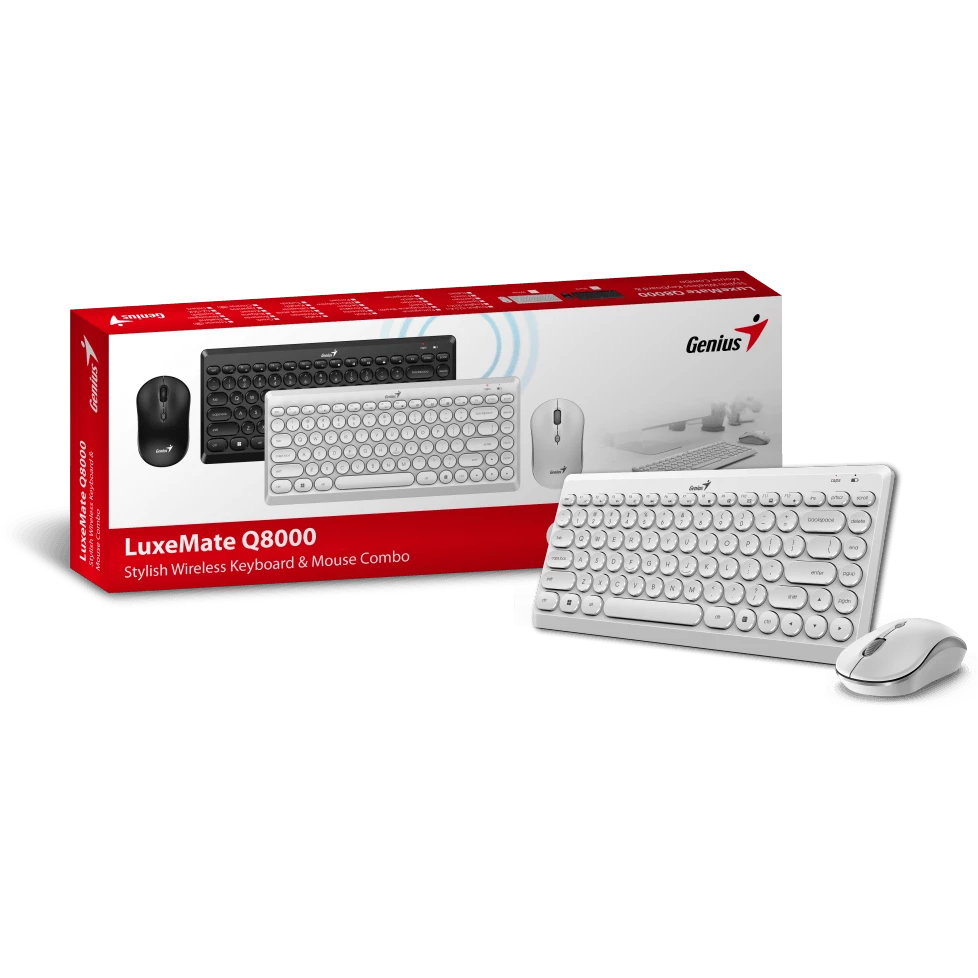 Клавиатура Genius LuxeMate Q8000, + мышь, White, (31340013411)