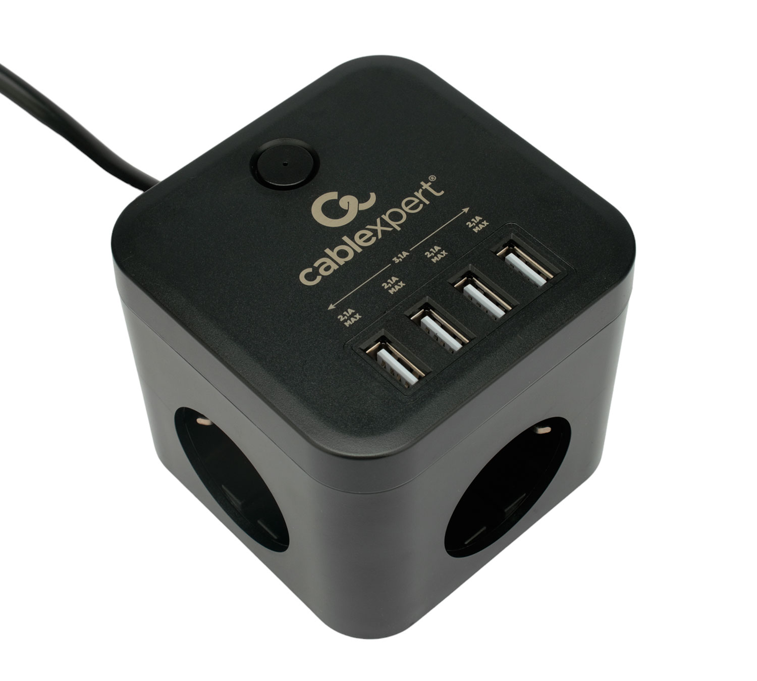 Сетевой фильтр Cablexpert Cube черный (CUBE-3-U4-B-1.5)