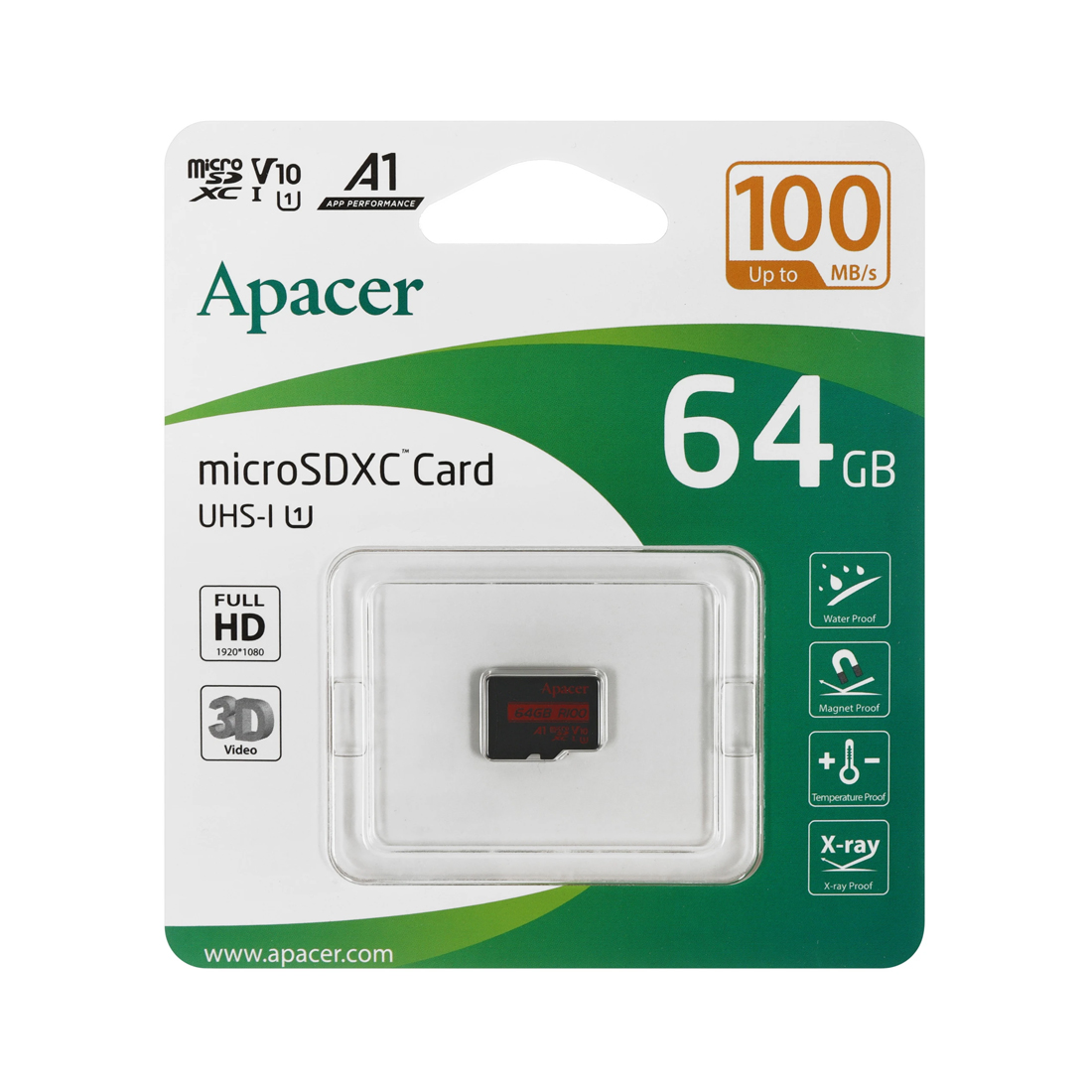 Карта памяти Apacer AP64GMCSX10UB-RA 64GB (AP64GMCSX10UB-RA)