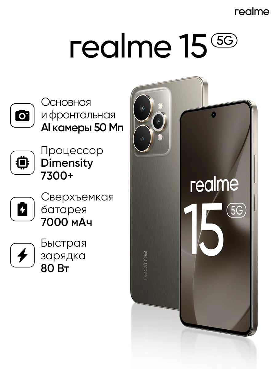 Смартфон REALME RMX5106 (REALME 15) серый 12 + 512 (6941764472686)