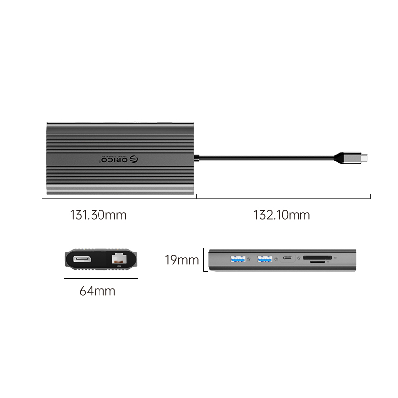 USB-хаб USB-C 12-в-1 (ORICO-XDR-X33-RG-BP)