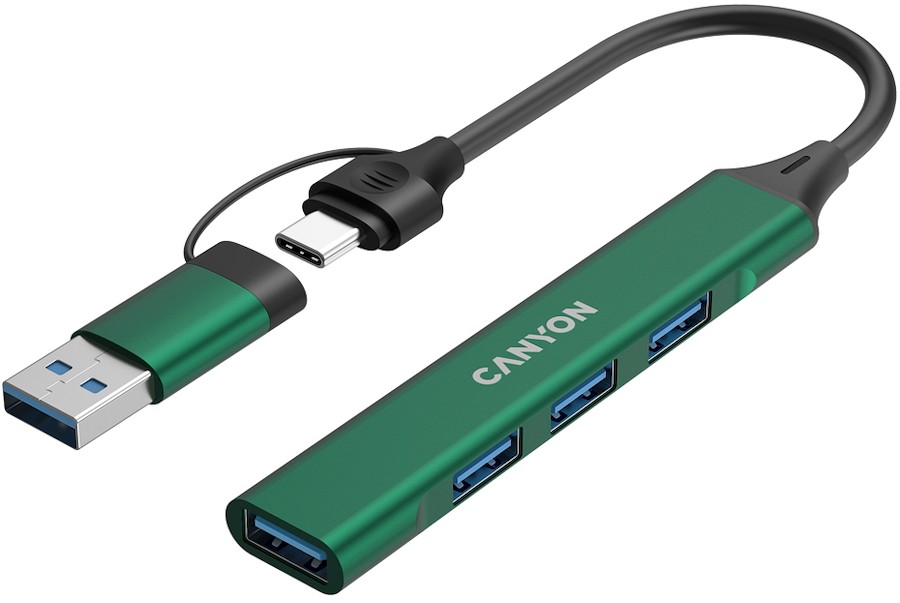 USB-хаб Canyon OnHub 02 4in1 USB-A/C Green (CNS-TDS02GR)