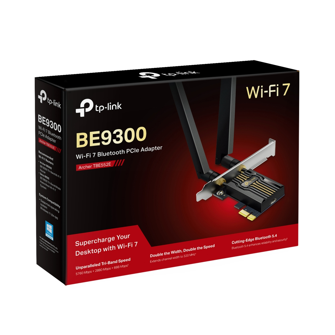 Сетевой адаптер беспроводной PCIe BE9300 Tp-Link Archer TBE552E (Archer TBE552E(UN))