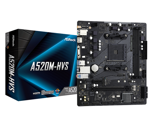 Материнская плата ASRock A520M-HVS (90-MXBE60-A0UAYZ)
