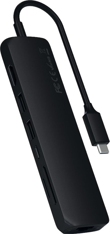 Картридер / USB-хаб Satechi Slim Multiport with Ethernet Adapter - Black (ST-UCSMA3K)
