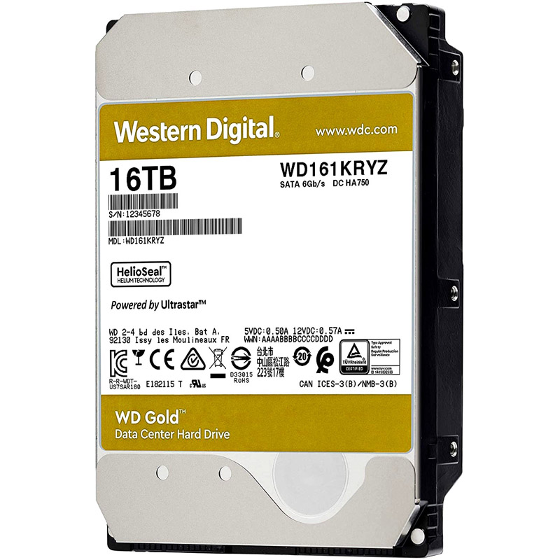 Жесткий диск повышенной надежности HDD 16Tb Western Digital Gold WD161KRYZ SATA3  (WD161KRYZ)