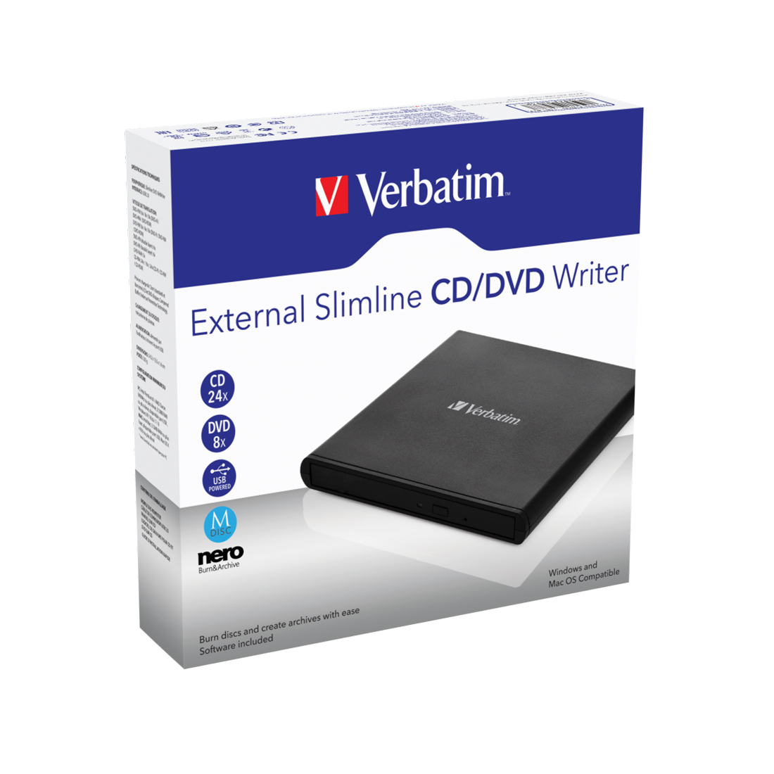 Внешний привод Verbatim CD/DVD 98938 Slim USB Чёрный (98938)