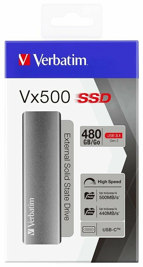 Внешний SSD диск Verbatim VX500 480GB Серый (47443)