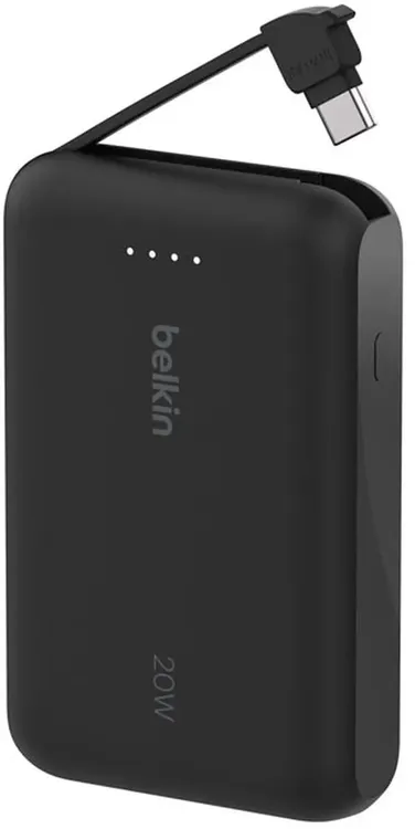 Портативный внешний аккумулятор Belkin 10k PD20w Integrated USB-C Cable, Black (BPB021HQBK)