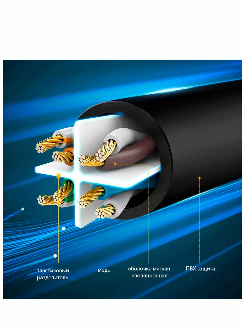 Сетевой кабель Ugreen Cat 5e U/UTP 3m - Blue (11203)