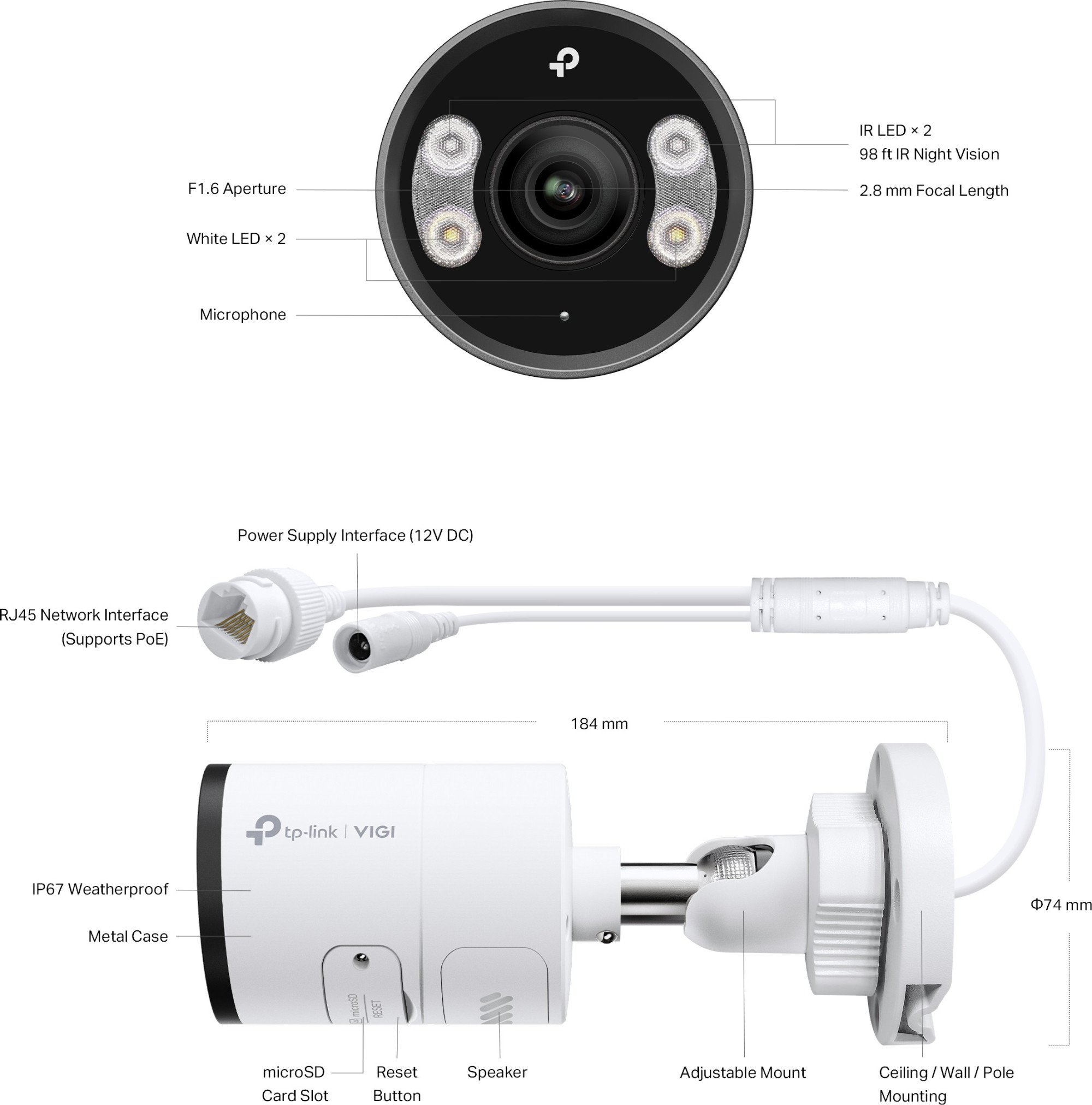 Уличная цилиндрическая камера TP-LINK VIGI InSight S345 4МП (InSight S345(2.8mm)(UN))