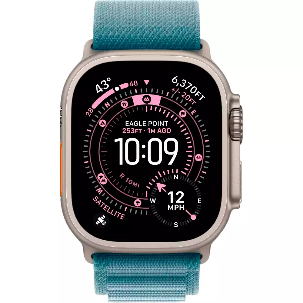 Смарт часы Apple Watch Ultra 3 GPS + Cellular 49mm Natural Titanium Case with Light Blue Alpine Loop - Medium (MEWM4QR/A)