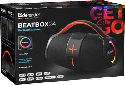 Портативная колонка Defender Beatbox 24 черный (65324)
