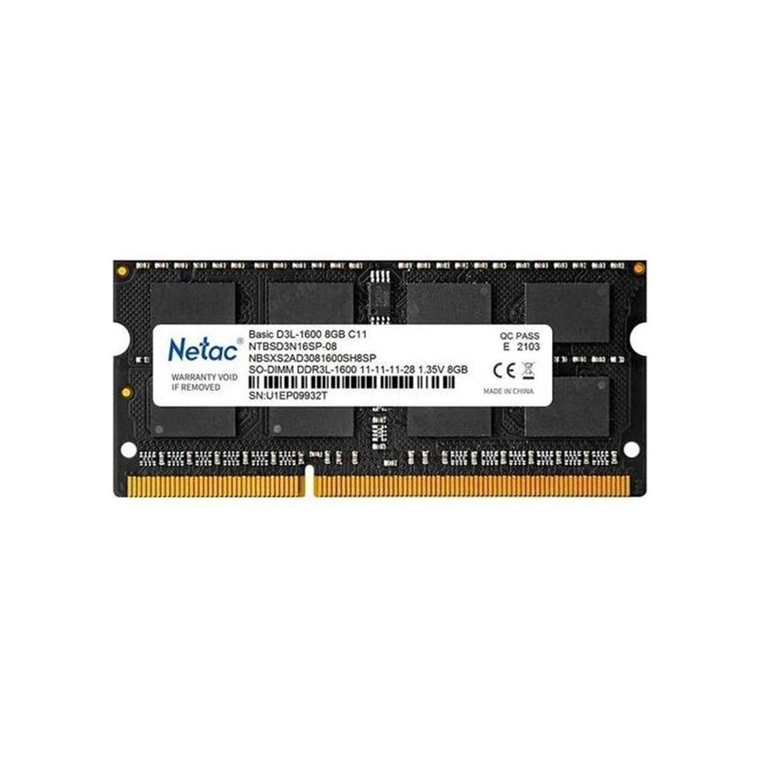Оперативная память для ноутбука Netac NTBSD3N16SP-08 DDR3 8GB  (NTBSD3N16SP-08)