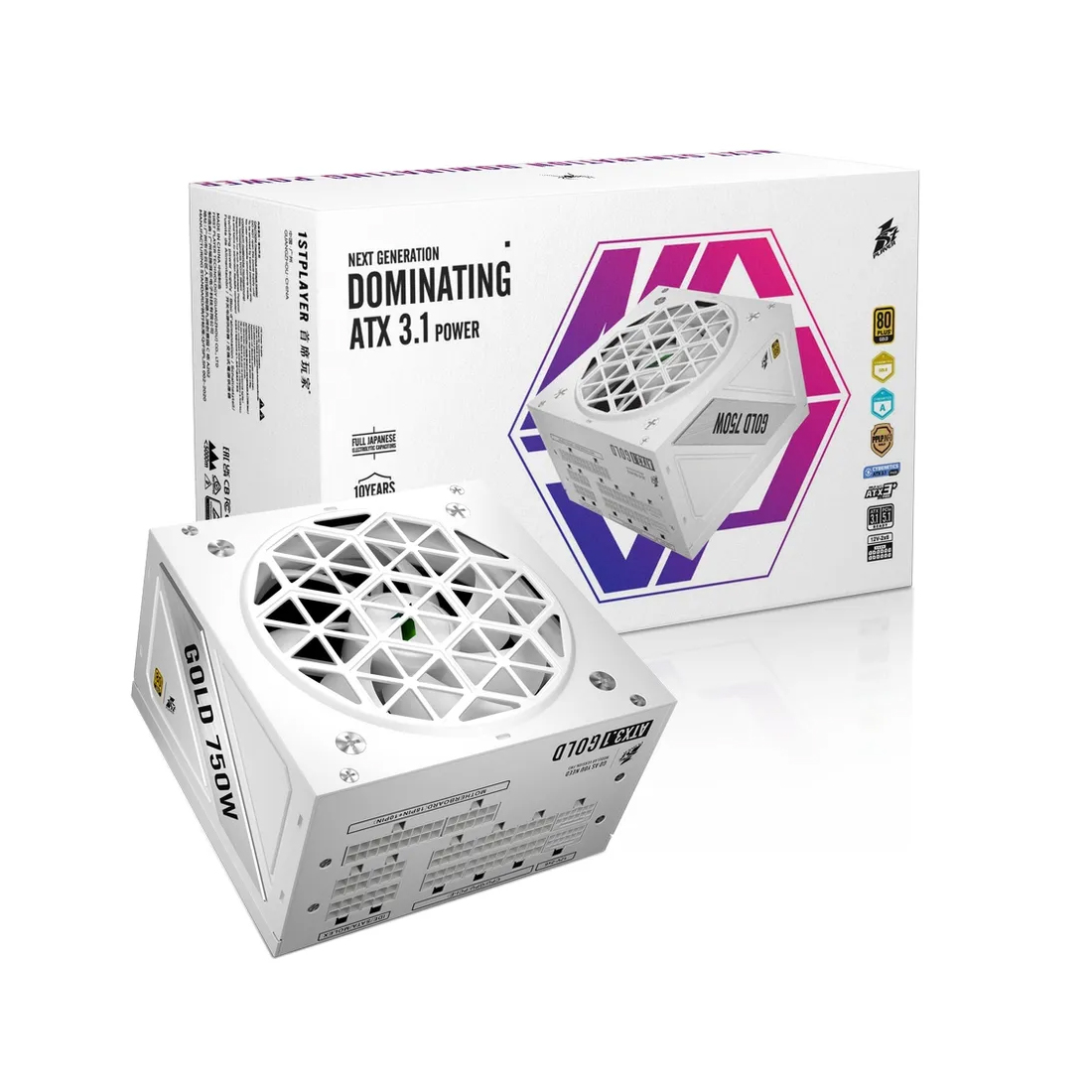 Блок питания 1STPLAYER NGDP 750W White Gold (NGDP-GLD-750-WH-EU)